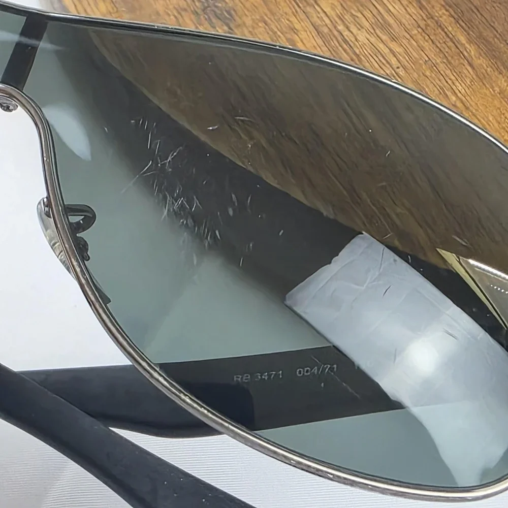 Ray-Ban RB 3471 Sunglasses Mens One Size Black Gray Tinted Metal Shield 004/71